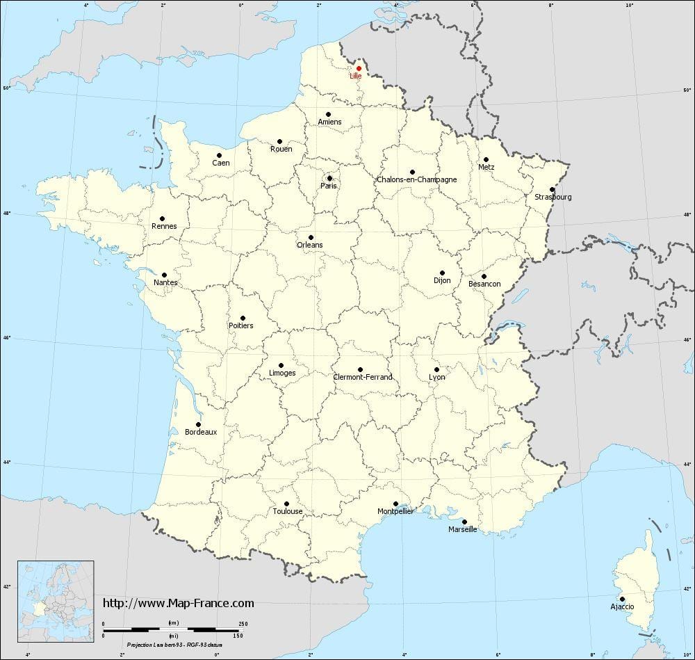 газар зүйн зураг Lille