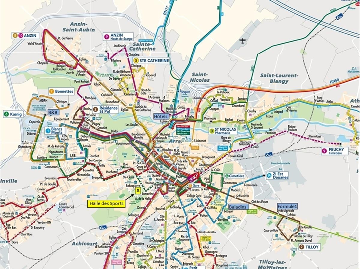 Lille нийтийн тээврийн газрын зураг